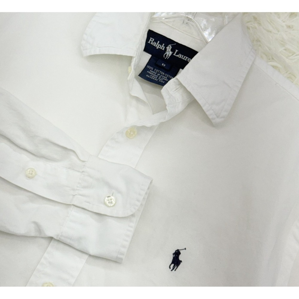 Ralph Lauren Dress Shirt Mens M White Long Sleeve Button Down Cotton Pony